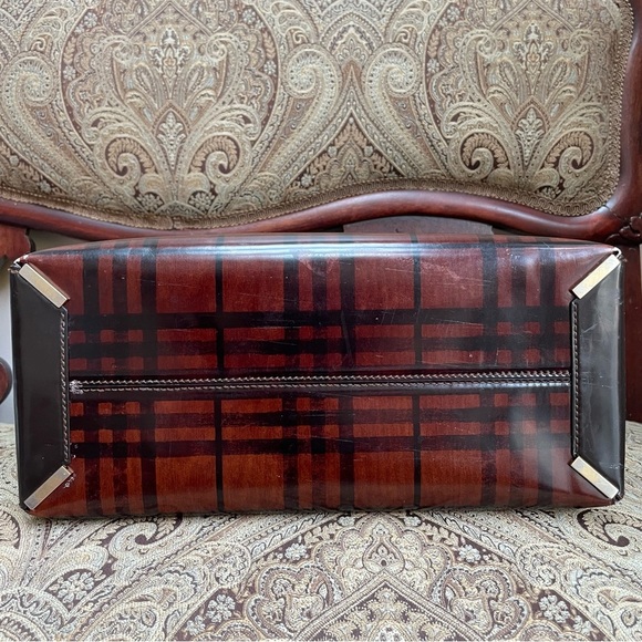 VTG Rare Burberry Brown House Check Top Handle Structured Bag Authentic w/ COA - Picture 9 of 16